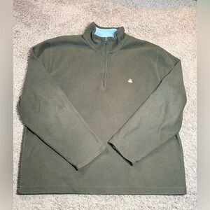 Brooks Brothers 346 Men’s XXL Olive Green 1/4 Zip Fleece Pullover Sweater